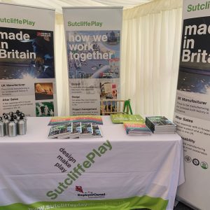 Sutcliffe Play stall with banners